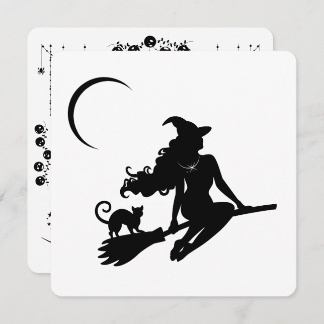 Convite de Festa de Halloween da Bruxa Chique (Frente/Verso)