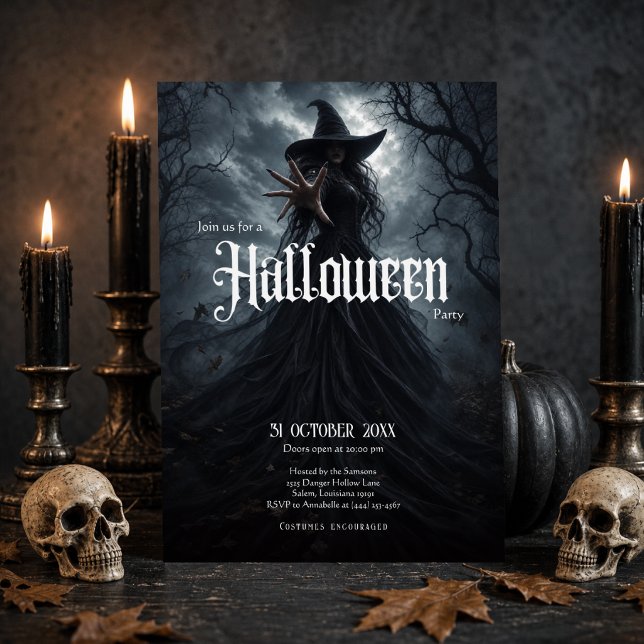 Convite de Festa de Halloween da Bruxa Gótica (Criador carregado)