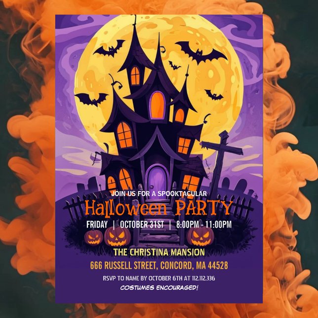 Convite de festa de Halloween da Casa Assombrada R (Criador carregado)