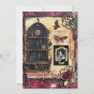 Convite de festa de Halloween da Dark Academia