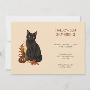 Convite de Festa de Halloween da Vela do Gato Pret