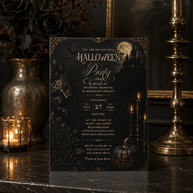 Convite de festa de Halloween Dark Elegant Gothic  (Criador carregado)