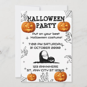 Convite de Festa de Halloween das Mãos de Zumbi As