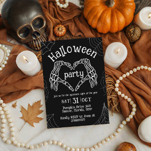 Convite de Festa de Halloween das Mãos do Coração