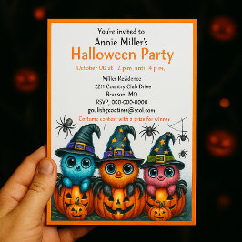 Convite de festa de Halloween de abóbora de aranha