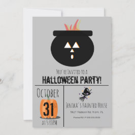 Convite de festa de Halloween de chapéu de bruxa v
