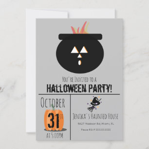 Convite de festa de Halloween de chapéu de bruxa v