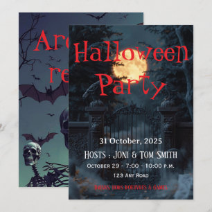 Convite de festa de Halloween de portão assombrado