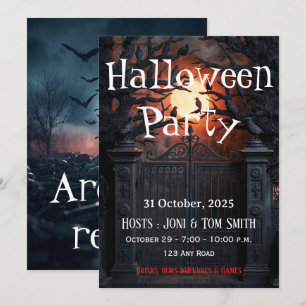 Convite de festa de Halloween de portão assombrado