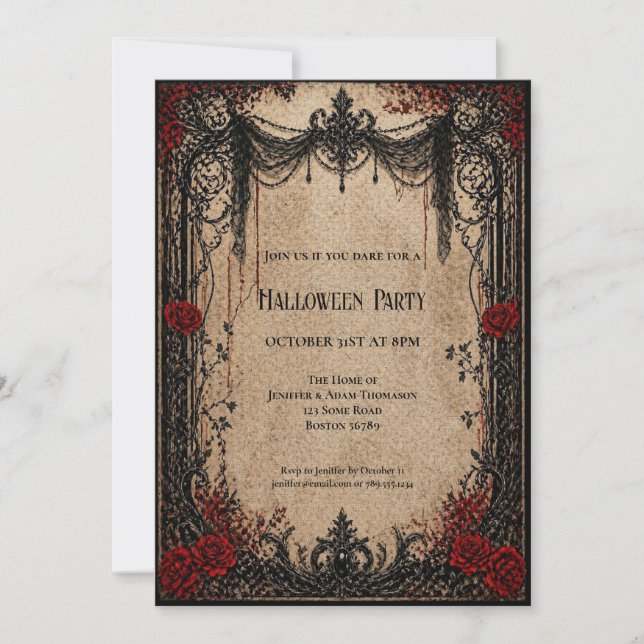 convite de festa de Halloween de vampiro vintage (Frente)