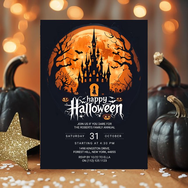 Convite de Festa de Halloween do Castelo Assombrad (Criador carregado)