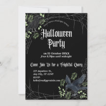 Convite de festa de Halloween do Corvo em Preto