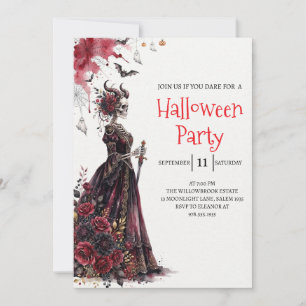 Convite de festa de Halloween do esqueleto da senh