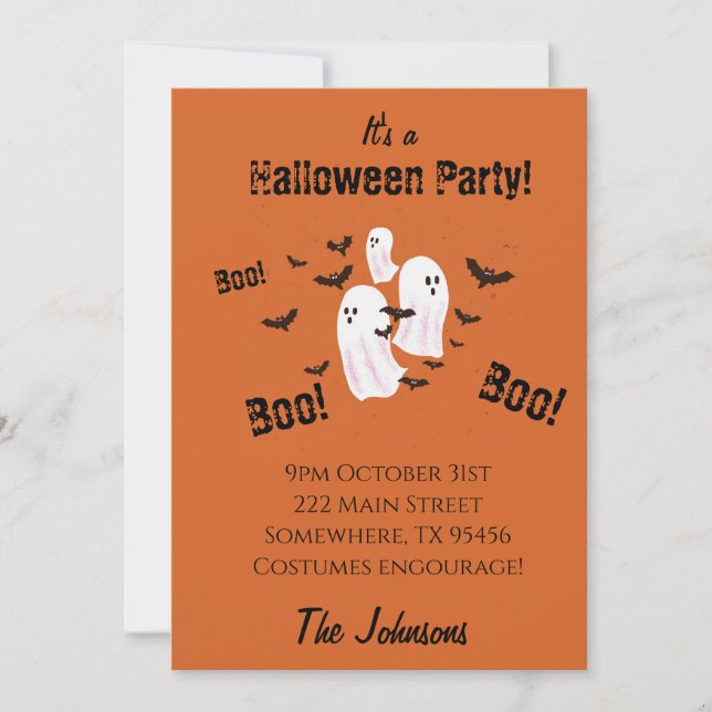 Convite de Festa de Halloween do Fantasma Assustad (Frente)
