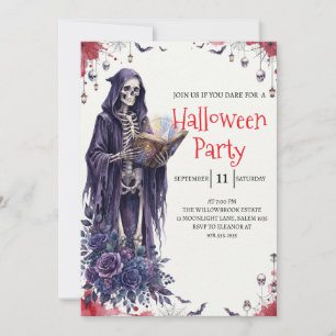 Convite de festa de Halloween do homem esqueleto g