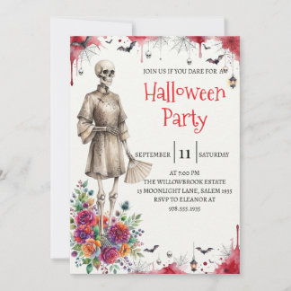 Convite de festa de Halloween do homem esqueleto g