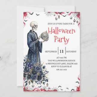 Convite de festa de Halloween do homem esqueleto g