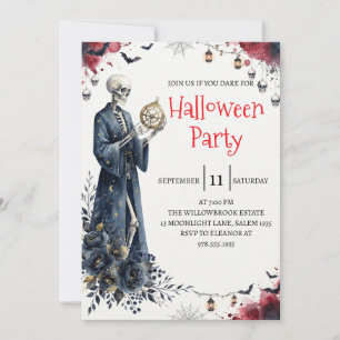 Convite de festa de Halloween do homem esqueleto g