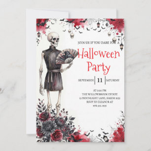 Convite de festa de Halloween do homem esqueleto g