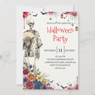 Convite de festa de Halloween do homem esqueleto g