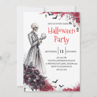 Convite de festa de Halloween do homem esqueleto g
