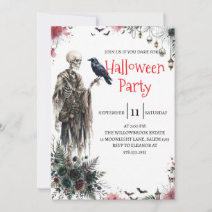 Convite de festa de Halloween do homem esqueleto g