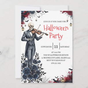 Convite de festa de Halloween do homem esqueleto g