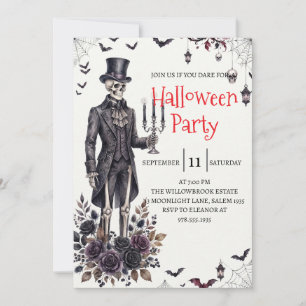 Convite de festa de Halloween do homem esqueleto g