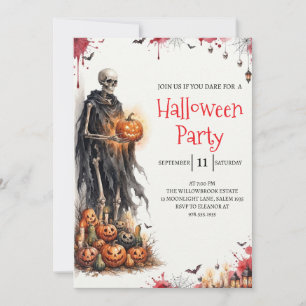 Convite de festa de Halloween do homem esqueleto g