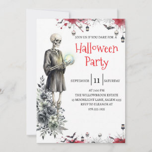 Convite de festa de Halloween do homem esqueleto g