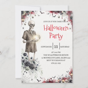 Convite de festa de Halloween do homem esqueleto g