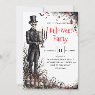 Convite de festa de Halloween do homem esqueleto g