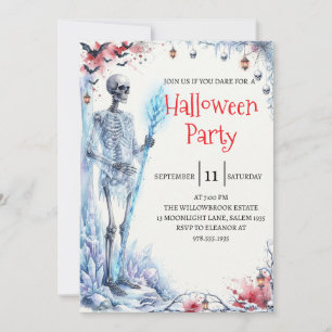 Convite de festa de Halloween do homem esqueleto g