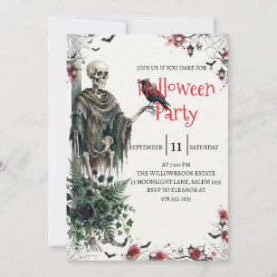 Convite de festa de Halloween do homem esqueleto g