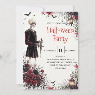 Convite de festa de Halloween do homem esqueleto g