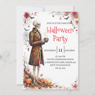 Convite de festa de Halloween do homem esqueleto g
