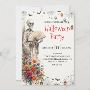 Convite de festa de Halloween do homem esqueleto g