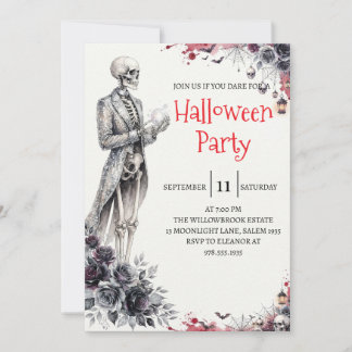 Convite de festa de Halloween do homem esqueleto g