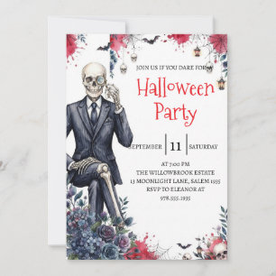 Convite de festa de Halloween do homem esqueleto g