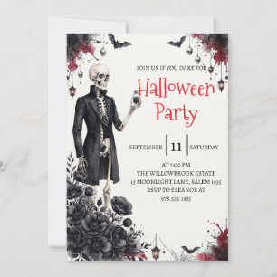 Convite de festa de Halloween do homem esqueleto g