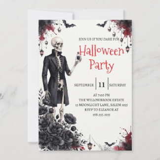 Convite de festa de Halloween do homem esqueleto g