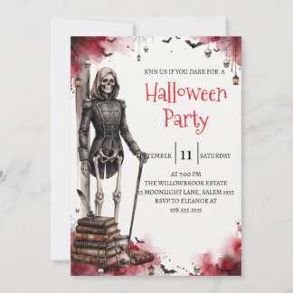 Convite de festa de Halloween do homem esqueleto g