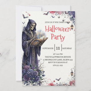 Convite de festa de Halloween do homem esqueleto g