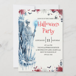 Convite de festa de Halloween do homem esqueleto g