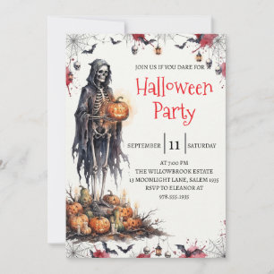 Convite de festa de Halloween do homem esqueleto g