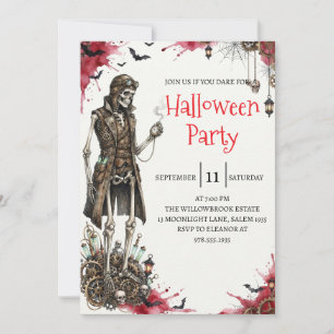 Convite de festa de Halloween do homem esqueleto g
