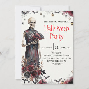 Convite de festa de Halloween do homem esqueleto g