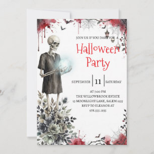 Convite de festa de Halloween do homem esqueleto g