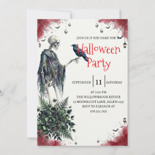 Convite de festa de Halloween do homem esqueleto g