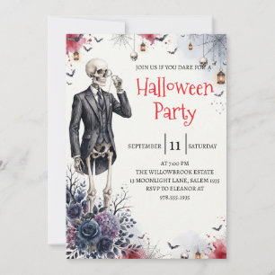Convite de festa de Halloween do homem esqueleto g